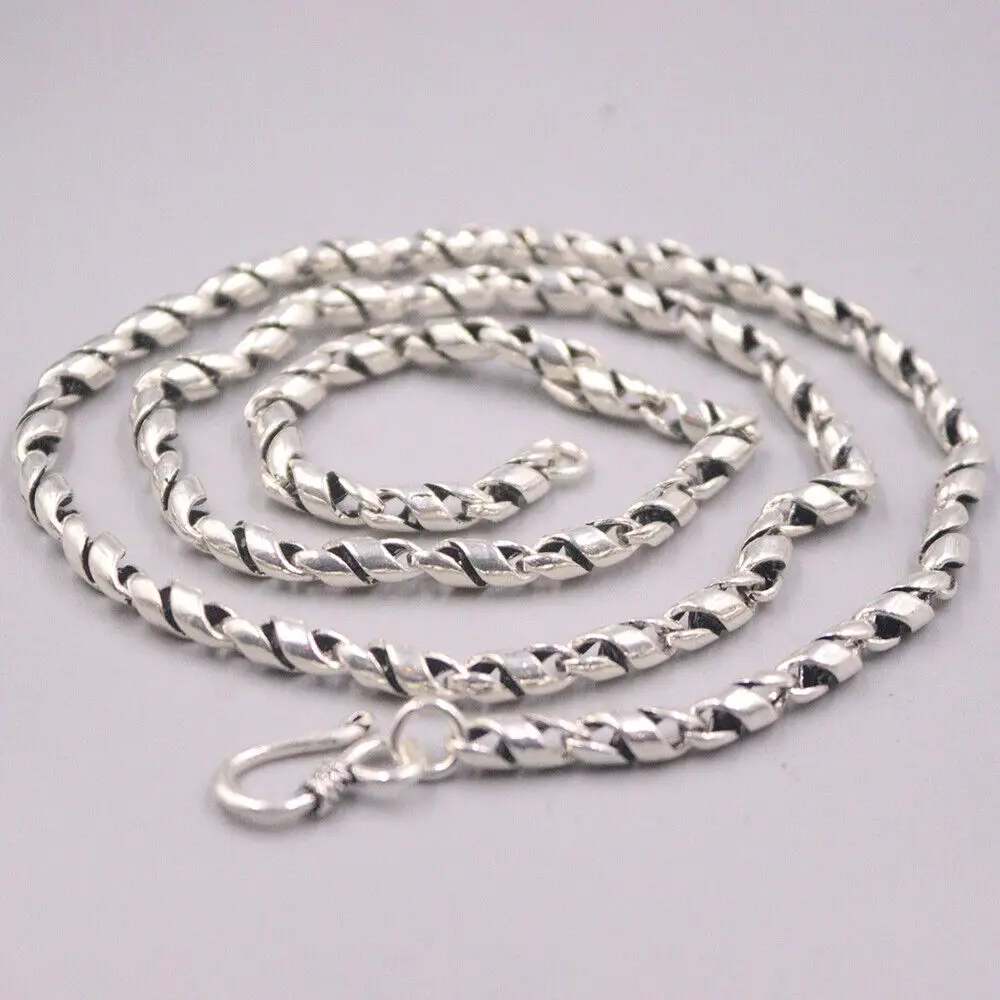 Genuine 925 Sterling Silver 5.5mm Twirling Oval Link Chain Necklace 23.6inch