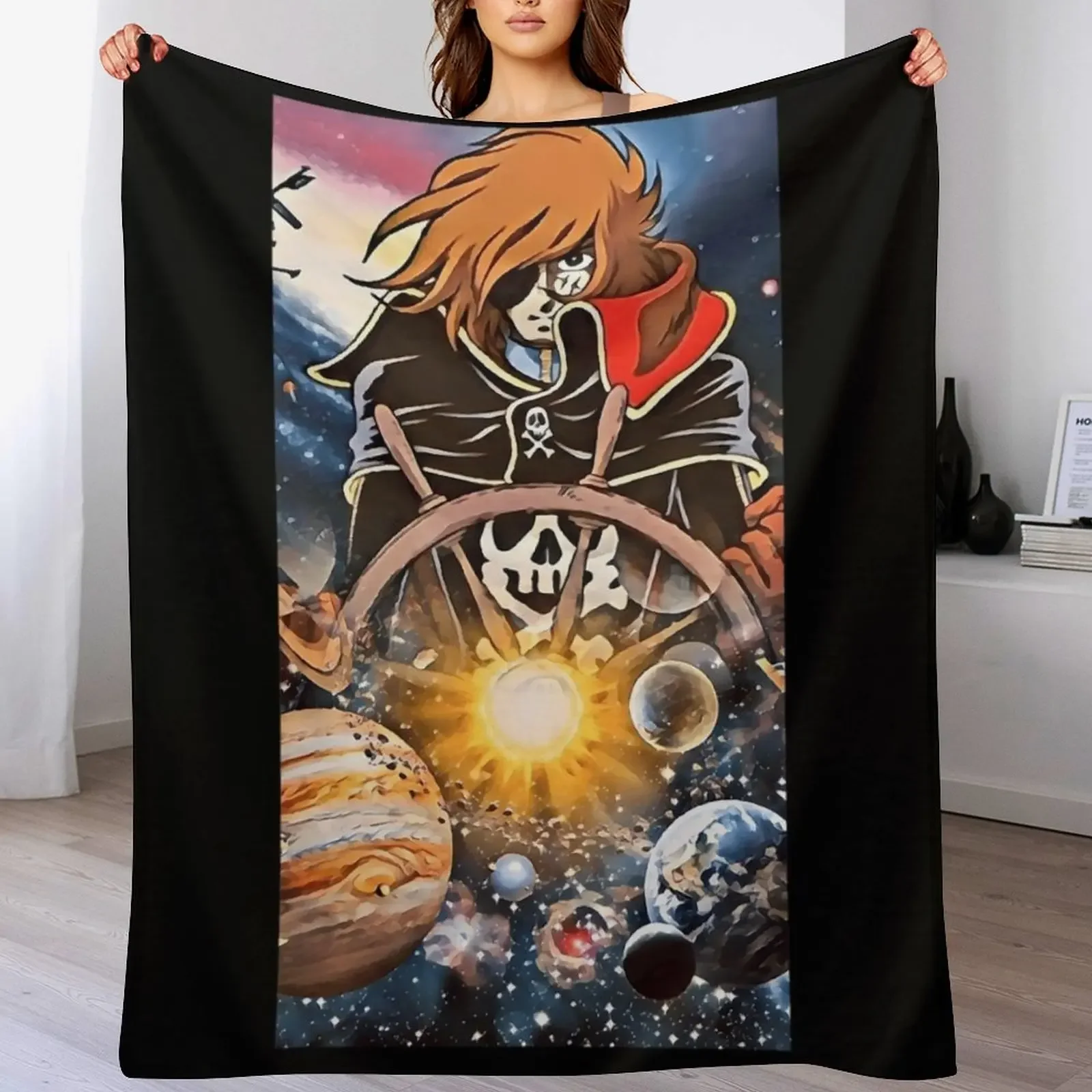 

Albator manga Throw Blanket Cozy Napping Blanket Gift for Mom Dad