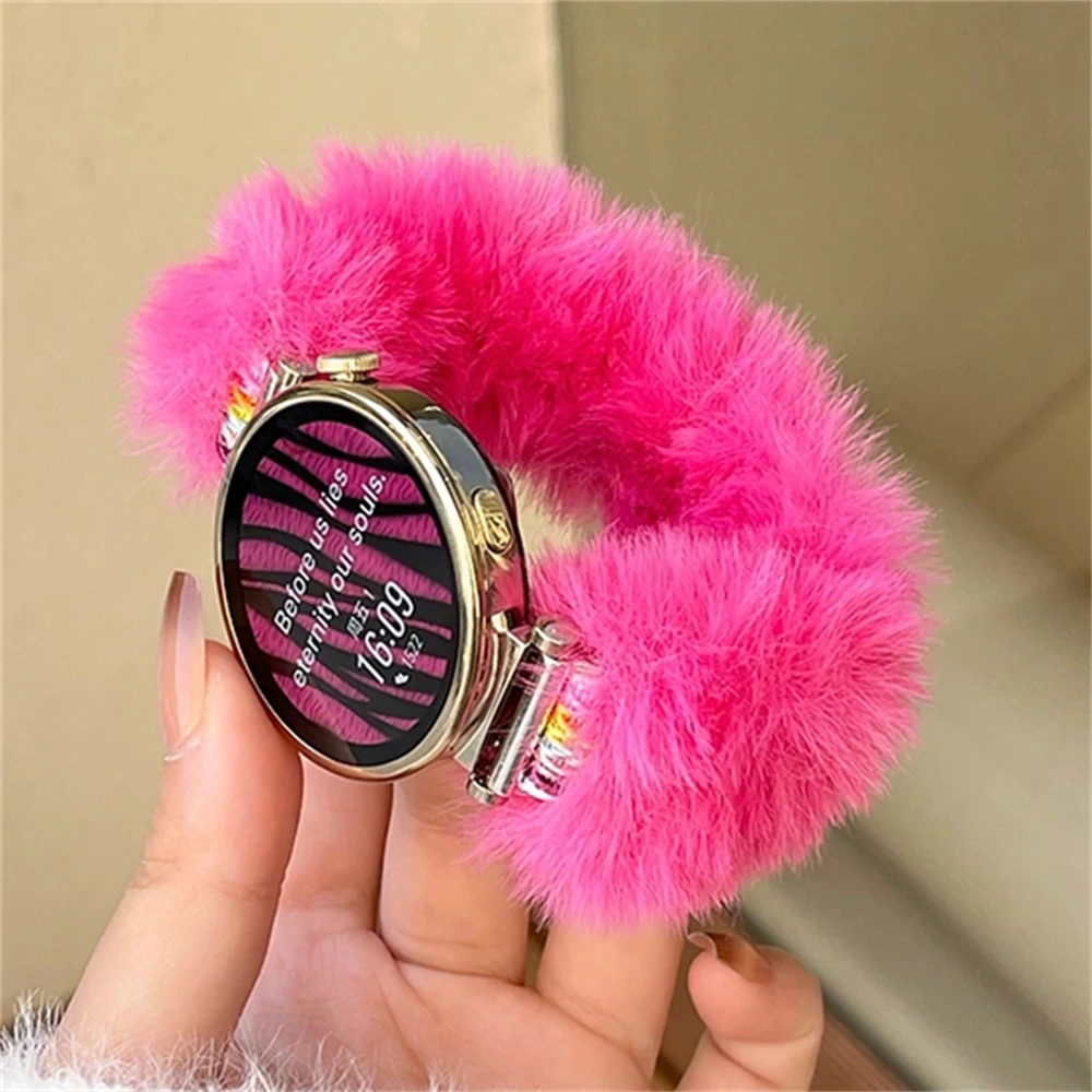 20mm 22mm 18MM Winger Warm Plush Strap For Huawei 4 GT2 3 Pro Fluffy Elastic Band For Samsung Galaxy Watch 3 4 5 6 40MM 44MM 46