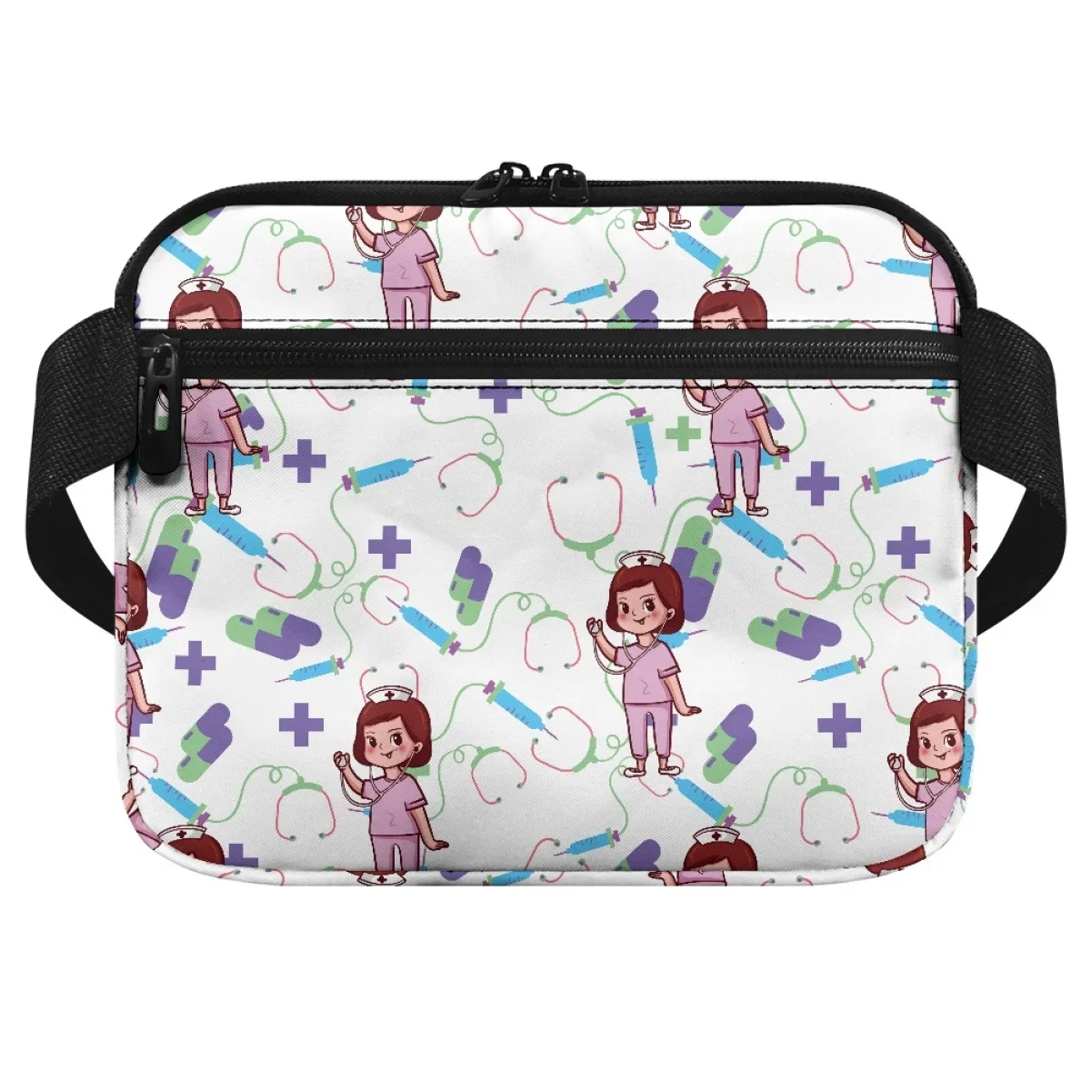 Cartoon Stethoskop Krankens ch wester Medical Print Hüft tasche für Frauen praktische tragbare verstellbare Gürtel tasche Multi Pocket Drops hipping