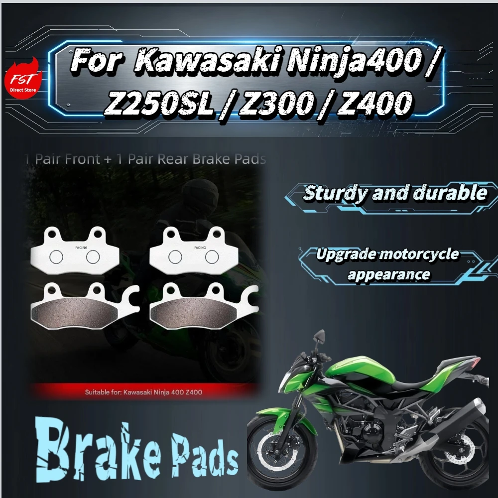 For Kawasaki NINJA400 Z250SL EX Z300 Z400 Carbon‑Copper Brake Pads High Heat‑Resistant Wear‑Resistant Mod Accessories