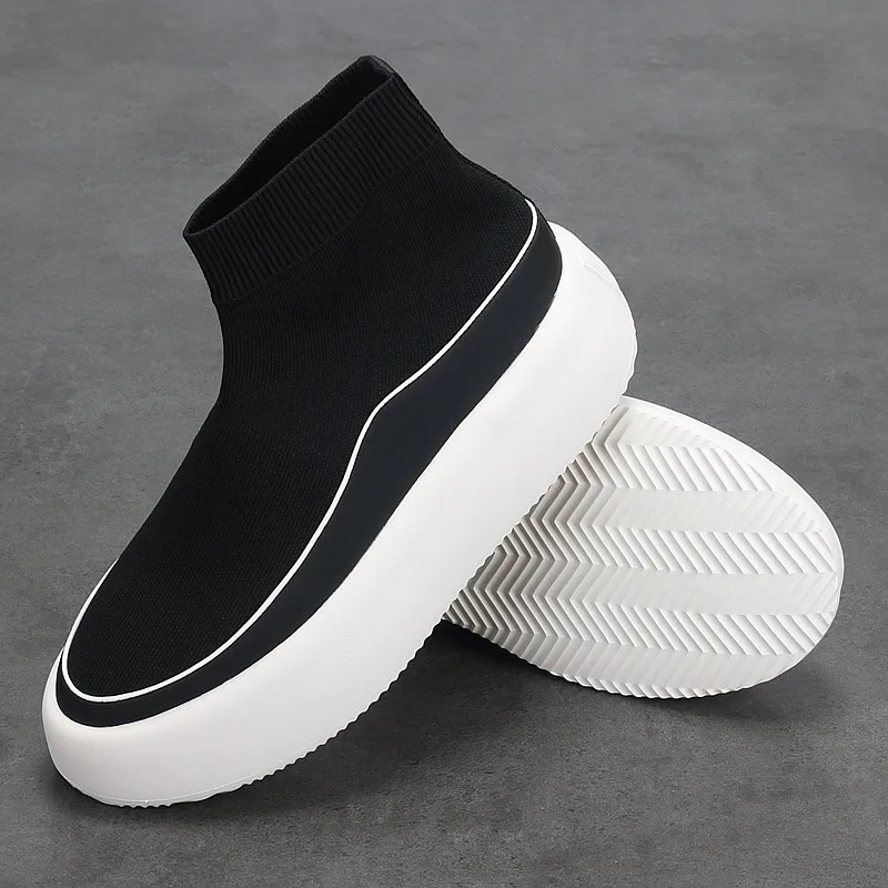 Men\'s Shoes Fashion New Comfortable Thick-soled Shoes Breathable Mesh Top Trend High-top Lightweight Non-slip Casual Men\'s Shoes