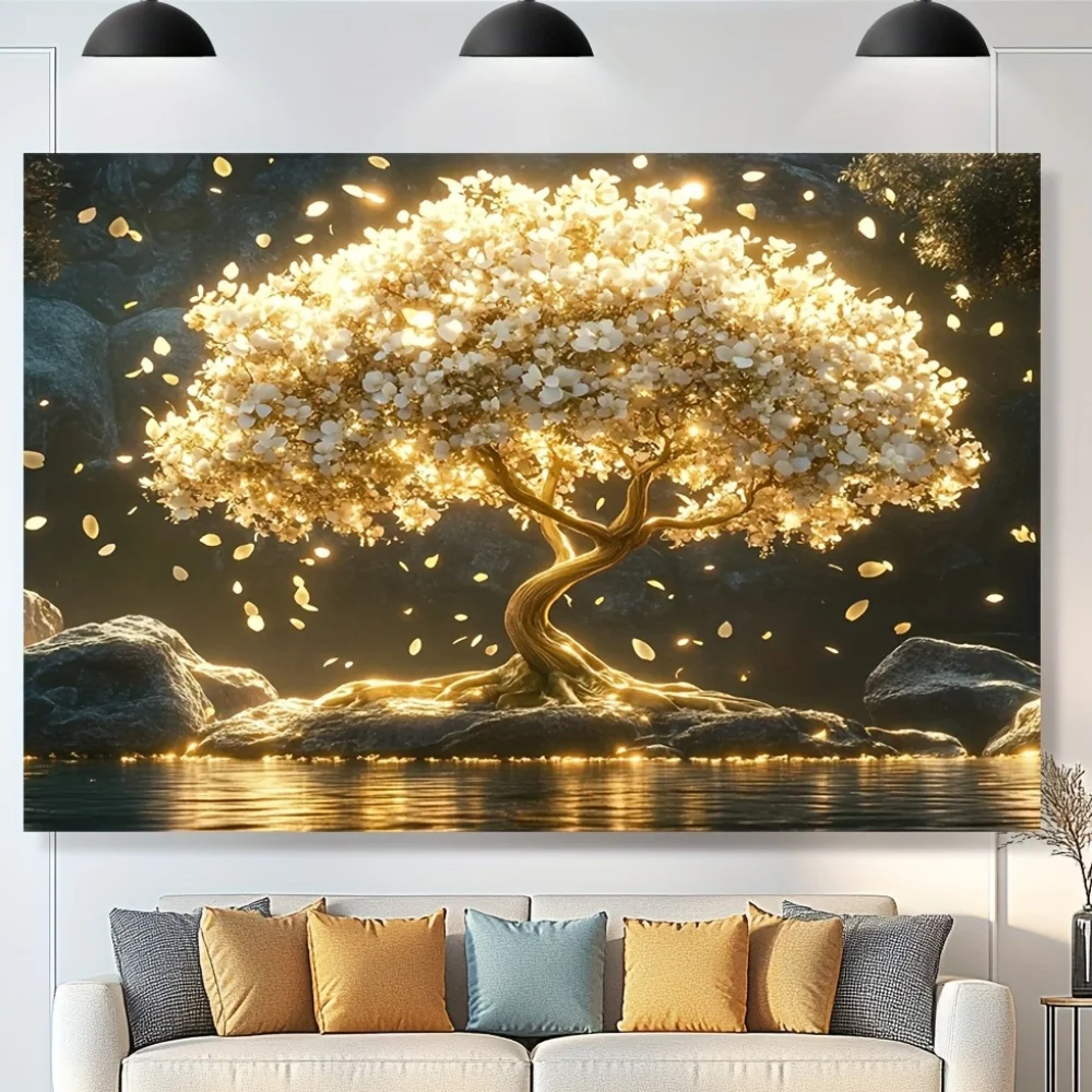 Golden Life Tree Background Banner Fashionable Theme Casual Gatherings Game Nights Birthday Parties