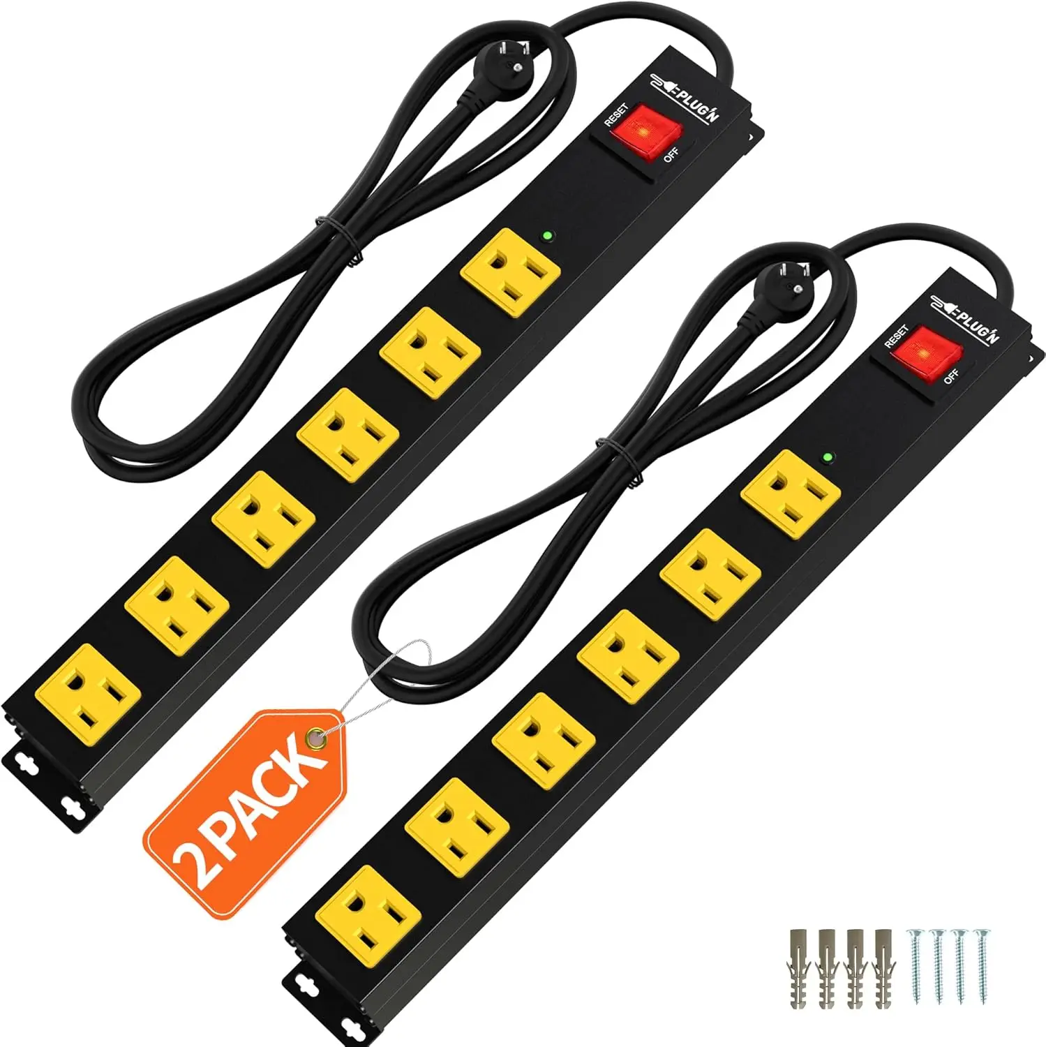 

Удлинитель-сетевой фильтр 2700J, 2 шт., 6 розеток, плоская вилка, кабель 1.8 м, для настольного или настенного монтажа