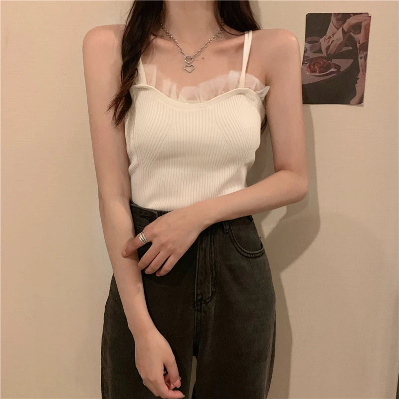 Price shown before taxFrench Black Chic Small Camisole Women Summer 2023 New Style Lace Tank Top Spicy Girl Inner Top