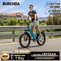 BURCHDA AZ26 1000W45KM/H Electric Bike 26 Inch 3.0 Fatbike 48V20AH Lithium Battery City Electric Bicycle For Adults
