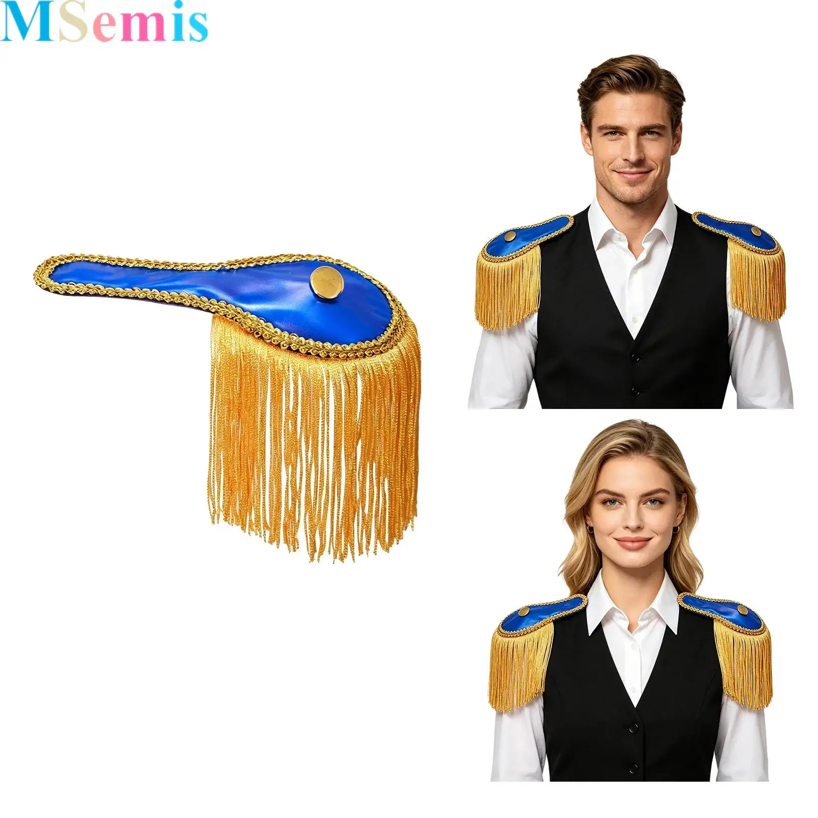 

1 Pair Cosplay Ringmaster Shoulder Epaulettes Fringe Boards Pins Costumes Accessories for Halloween Dress-up Events