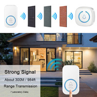 Wireless Doorbell IP44 Waterproof Smart Home Welcome Door Bell 300M Range 60Songs Intelligent Home Chime Bell Kit US/EU Plug
