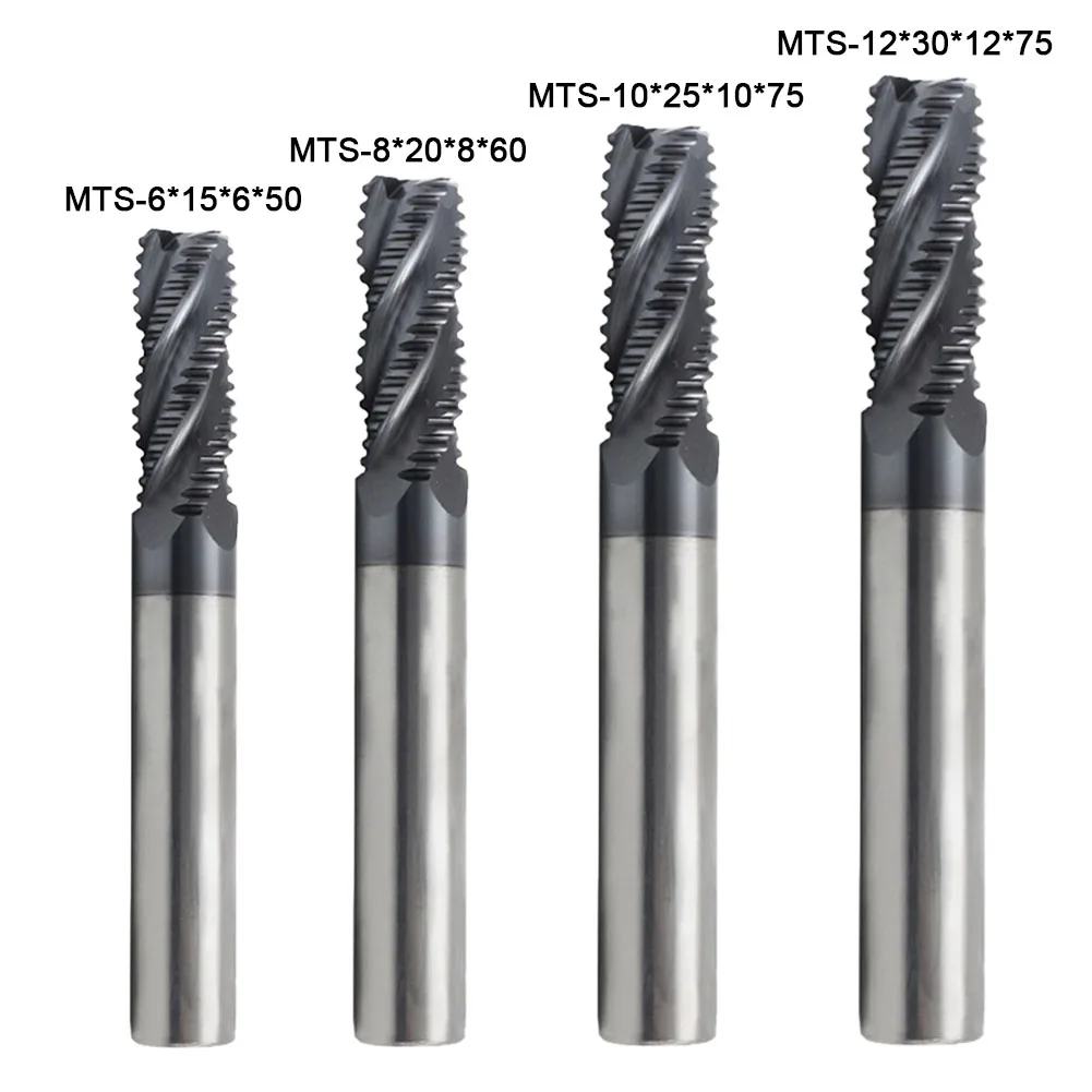 

1pcs Milling Cutter Solid Carbide Roughing Milling Cutter With 4teeth AlTiN Coating For HPC MTS-6 MTS-8 MTS-10 MTS-12 Tools
