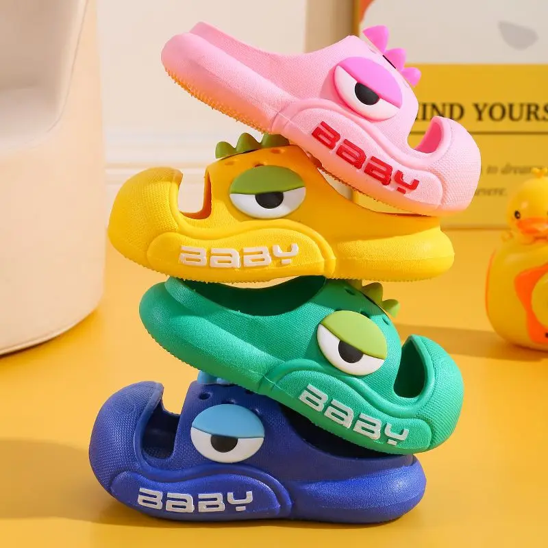 Children Slippers 2-14 Year Old Boys Cartoon Dinosaur Anti-collision Home Slippers Summer Girls Non Slip Bathroom Slippers