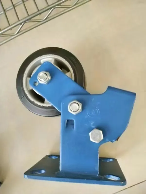 Global Caster Double Bearing Aluminum Core Rubber Brake Wheel Universal Fixed Shockproof Caster Spring