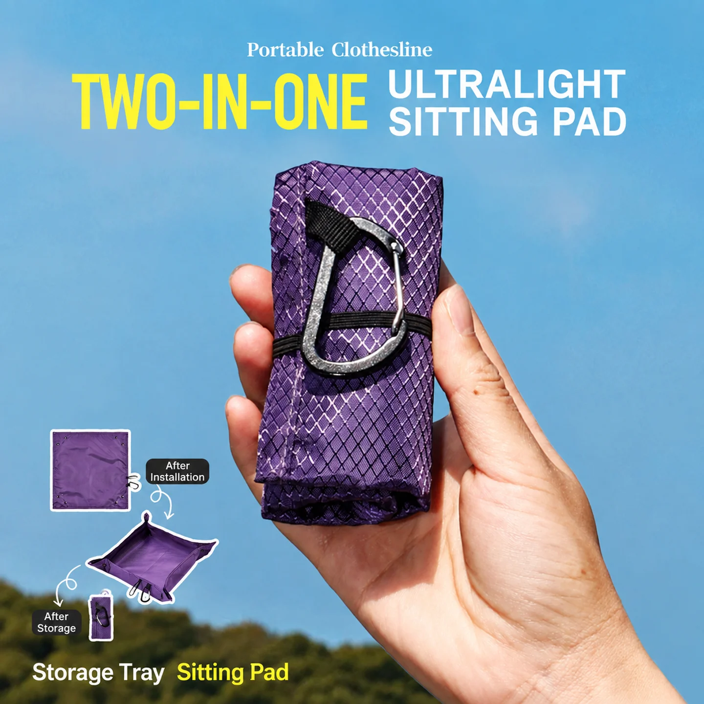 Ultralight Folding Seat Cushion Moisture‑Proof Pad Convertible Tray for Camping Picnic