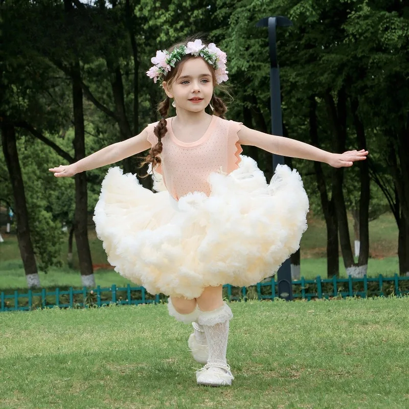 

Girls Tutu Skirt Layered Cute Cake Tulle Puff Half Skirt White New Kids Party Dance Stage Performance Princess Casual Mesh Dress