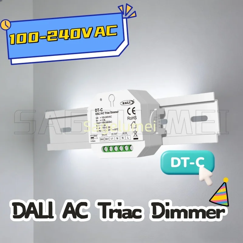 

DT-C (DT4) 1,5 А, 150 Вт-360 Вт, DALI AC, симисторный диммер, диммер для одноцветных светодиодных ламп с регулируемой яркостью, кнопочный переключатель AC100-240V