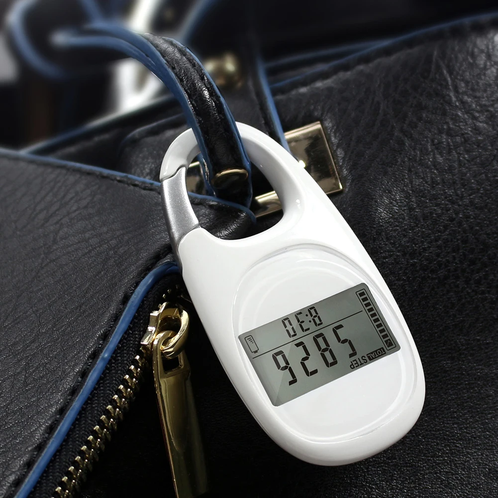 3D Pedometer With Carabiners Clip Highly-Accurate Step-Tracker For Miles Burned Calories For Adults Teens