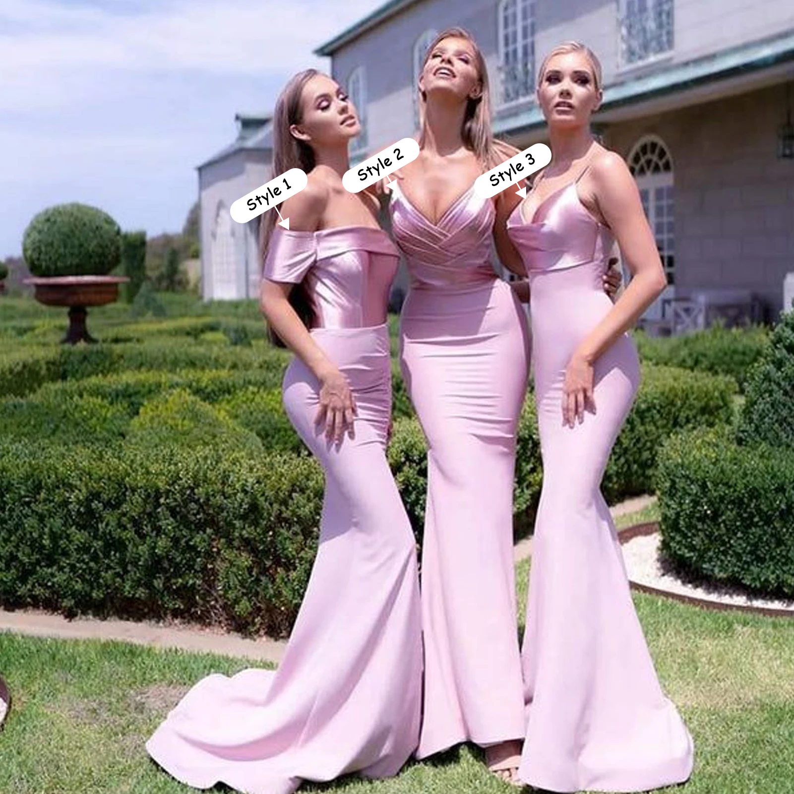 Sexy Mermaid Long Train Pink Custom Bridesmaid Dresses Simple Satin Sleeveless Maid Of Honor Dress Sheath Wedding Party Gowns