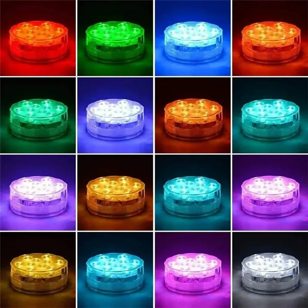 10 المصابيح RGB غاطسة LED أضواء تحت الماء ليلة ضوء في الهواء الطلق حمام سباحة ضوء الشاي ضوء زهرية بركة ديكور حفلات الزواج