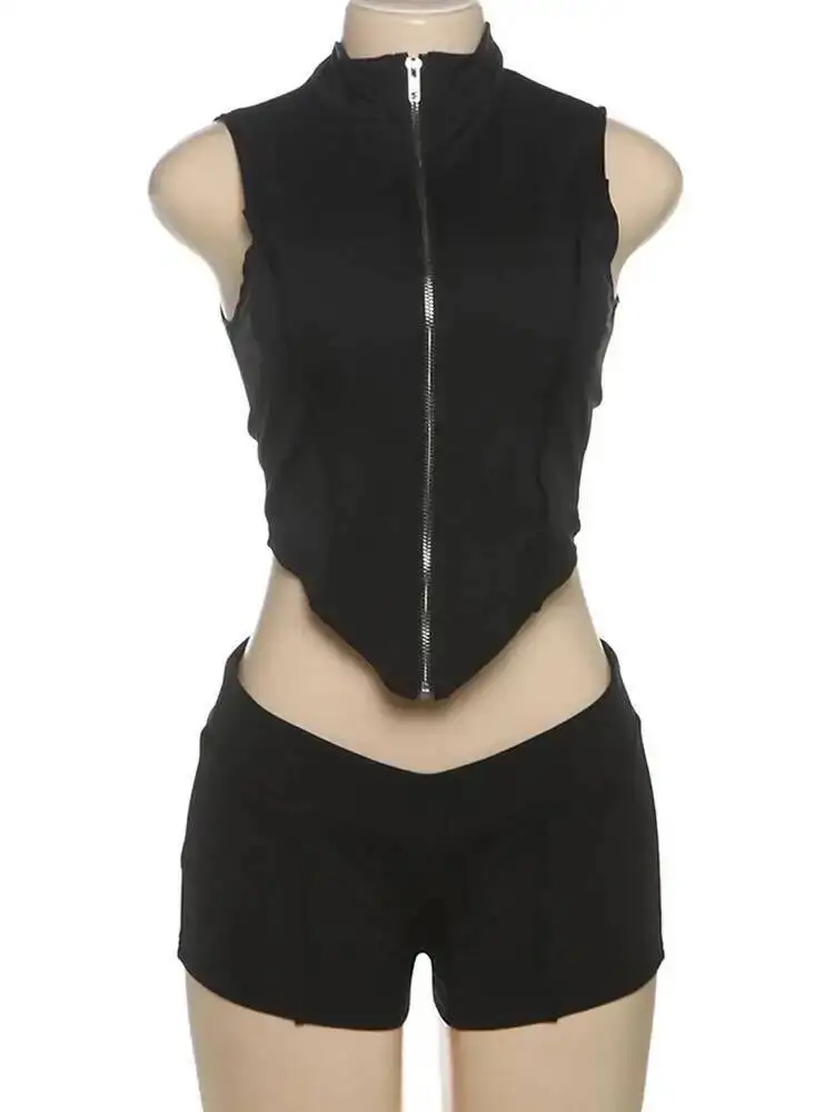 المرقعة 2 قطعة مجموعة المرأة سستة سترة غير النظامية المحاصيل الأعلى نحيل الخوخ الورك السراويل بسيطة رياضي الشارع الشهير سليم مثير B66Q