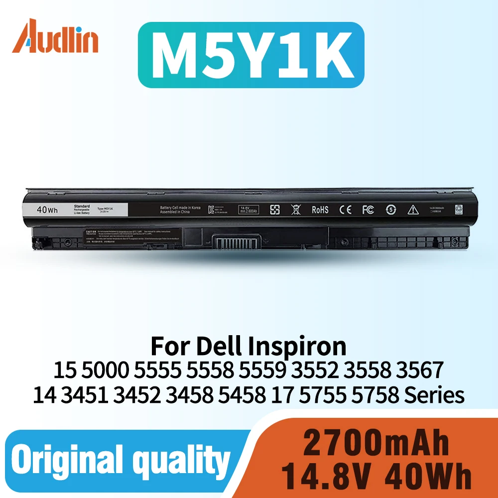 

Аккумулятор M5Y1K для ноутбука Dell Inspiron 14, 15, 17 серии 14 3451 3452 3458 5451 5452 5455 15 3551 3552 3558 5545 5551 5552 17 5755 5756 5758 N3451 N3452 N3458 Востро 3458 3459 3558 Широта 3460 3560