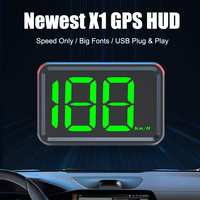 KMH MPH Meter Digital Speedometer Big Font USB Plug X1 HUD Car Head Up Display GPS HUD White Green Light Display