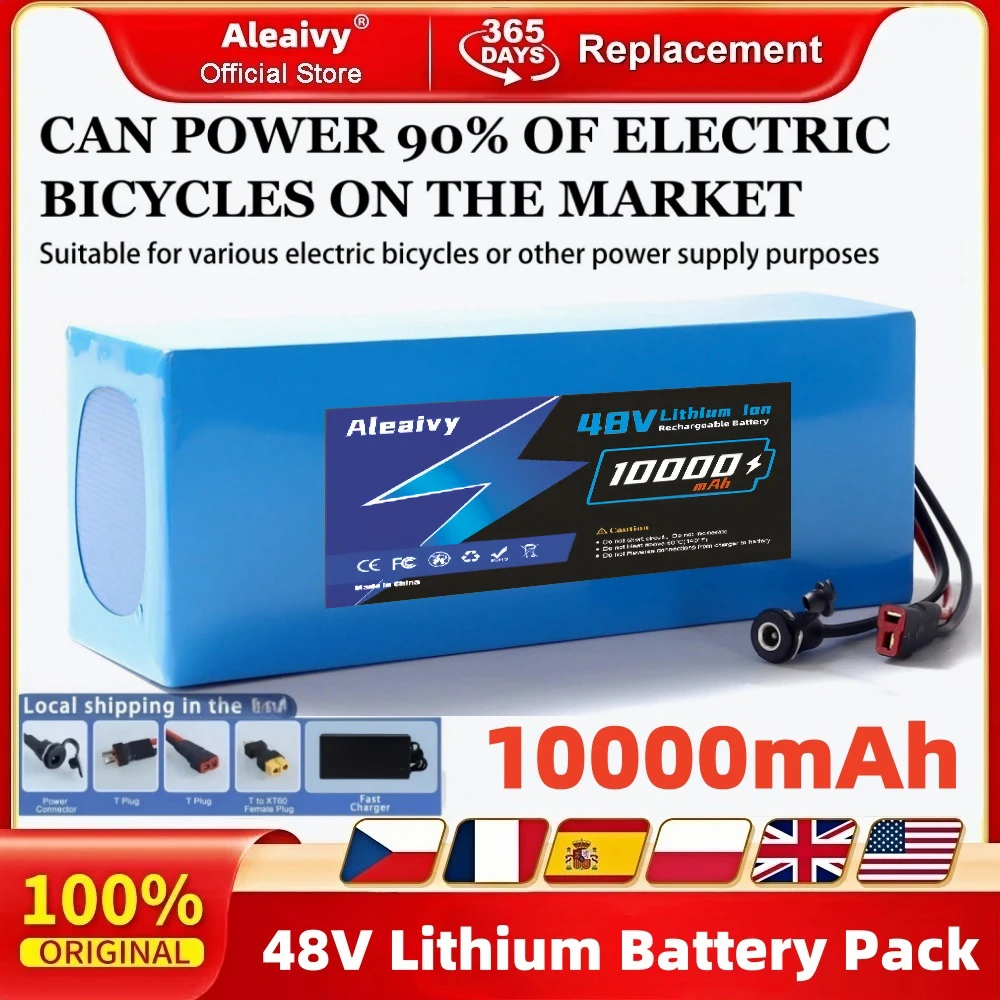 48 В 13S4P 10 Ач 20 Ач 18650 Литиевый аккумулятор высокой емкости 48 В 750 Вт 1000 Вт для электромобиля, велосипеда, скутера, ремня 30 А BMS