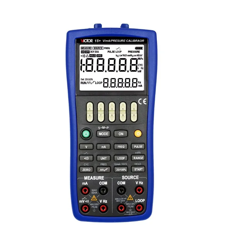 Calibrador de presión de más de 15 V/mA, transmisor de presión de calibración, interruptor de presión, calibrador de corriente de voltaje, fuente y medida