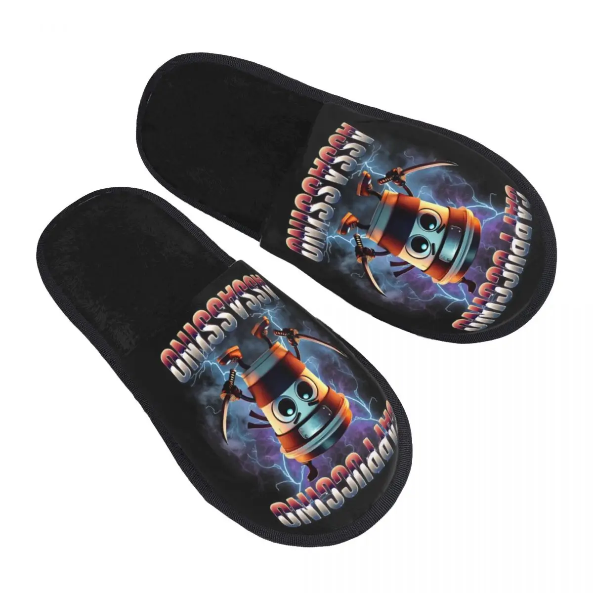 Custom Italian Brainrot Cozy Scuff Memory Foam Slippers Women Animals Cartoon Bedroom House Shoes