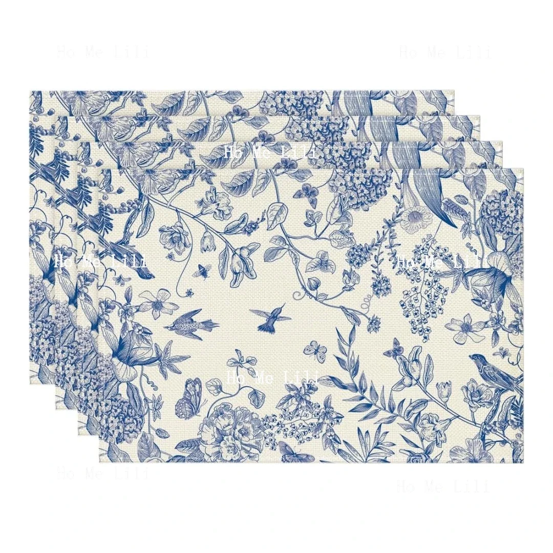 Artoid Mode Hydrangea Flowers Branches Chinoiserie Spring Placemats Table Mats For Party Kitchen Dining Decoration