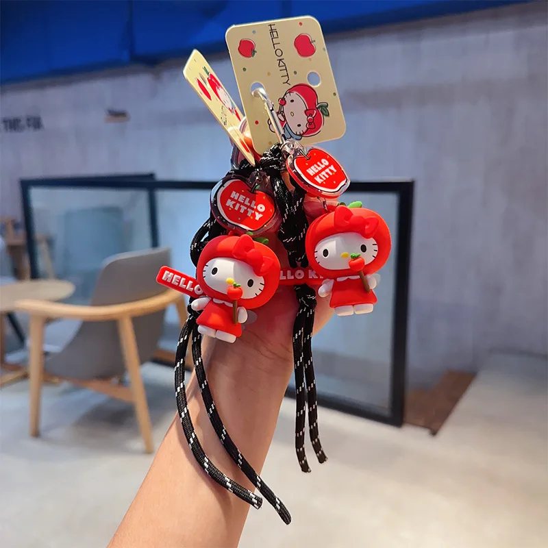 

Kawaii HelloKitty Hand Rope Keychain Sanrio New Cartoon Backpack Pendant Car Key Accessories Creative Children's Gift