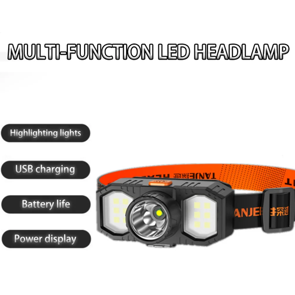 12000lm à prova dwaterproof água poderoso led farol cob recarregável usb cabeça da tocha lâmpada de acampamento ao ar livre portátil led