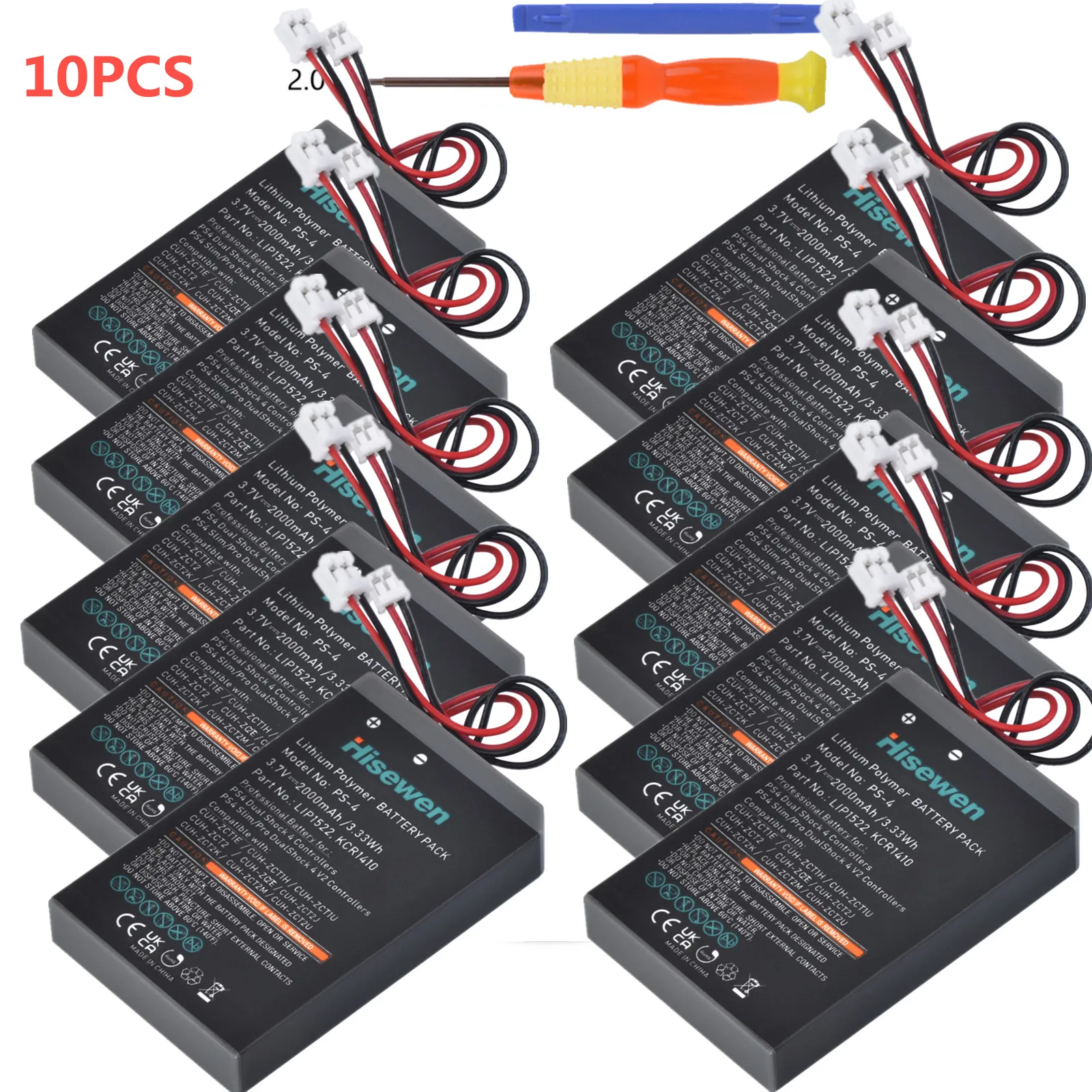 

10x2000mAh PS4 Battery for Sony PS4 PS4Pro Controller Gamepad Dualshock 4 V1 Wireless CUH-ZXTIE CUH-ZCTIU for CUH-ZCT2 LIP1522