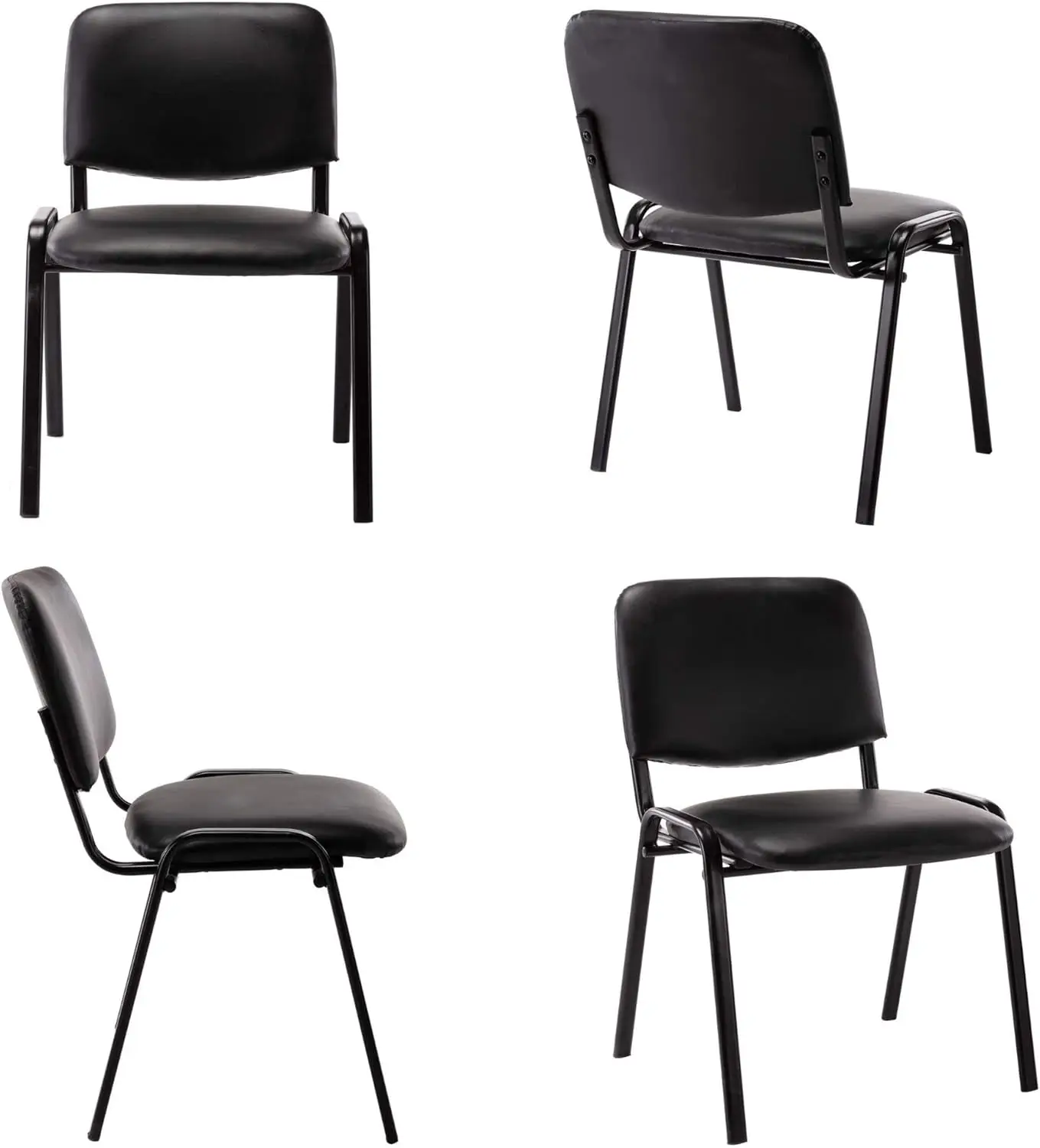 H&Y HEAH-YO Reception Chair Stacking Mesh Armless Office Conference Black Desk Chairs for Guest, Waiting Room, Lobby, Banquet,