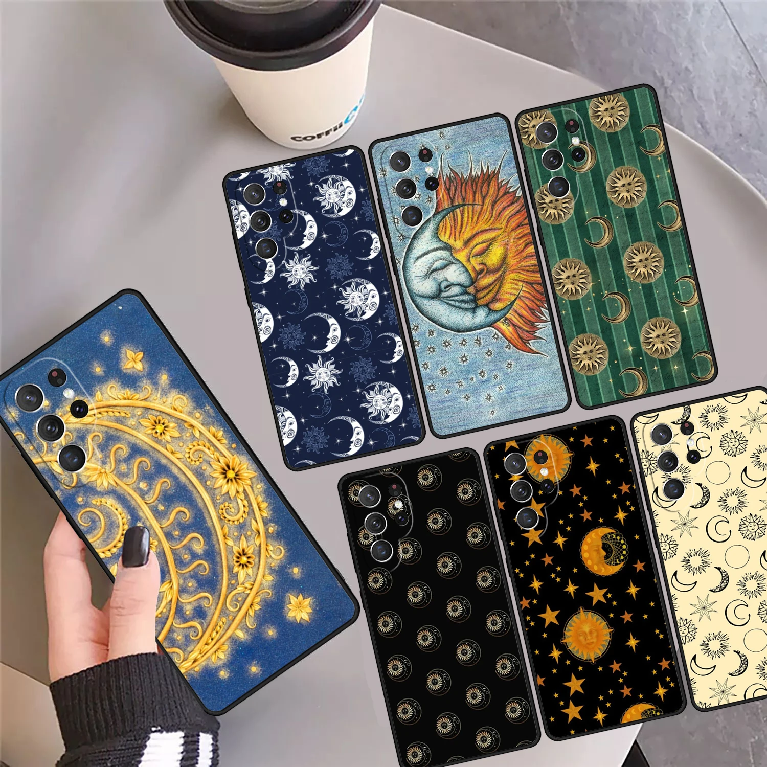 Vintage moon sun stars celestial Phone Case Cover For Samsung Galaxy S24 Ultra 23 S22 Plus S21fe Lite S20 S9 S10 Note 10 Pro 20