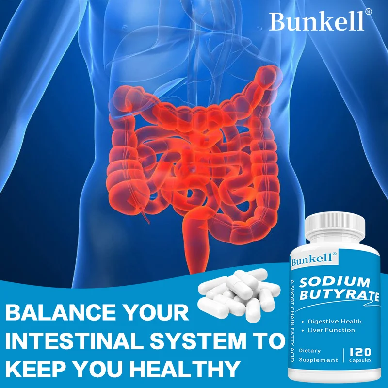 Bunkell, Sodium Butyrate, 120 Non-GMO Capsules, For Digestive Health and Liver Support, Promotes Immune Health