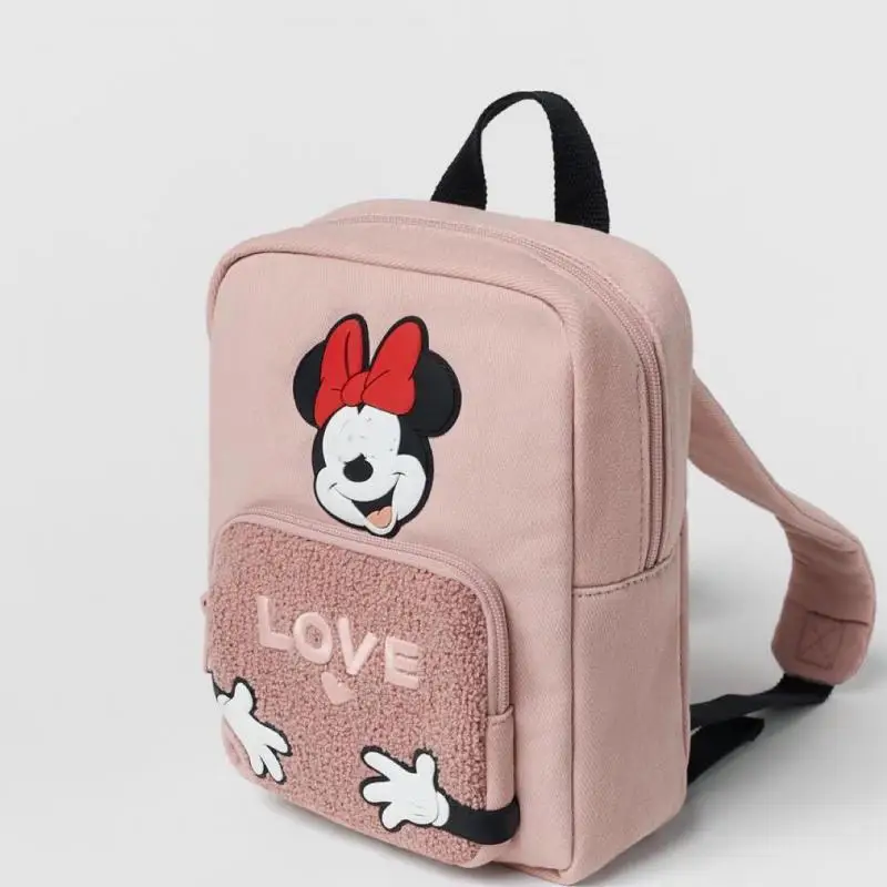 Bolsos de hombro con estampado de Minnie para niños pequeños, mochilas escolares informales de moda, nuevo estilo de dibujos animados con cremallera