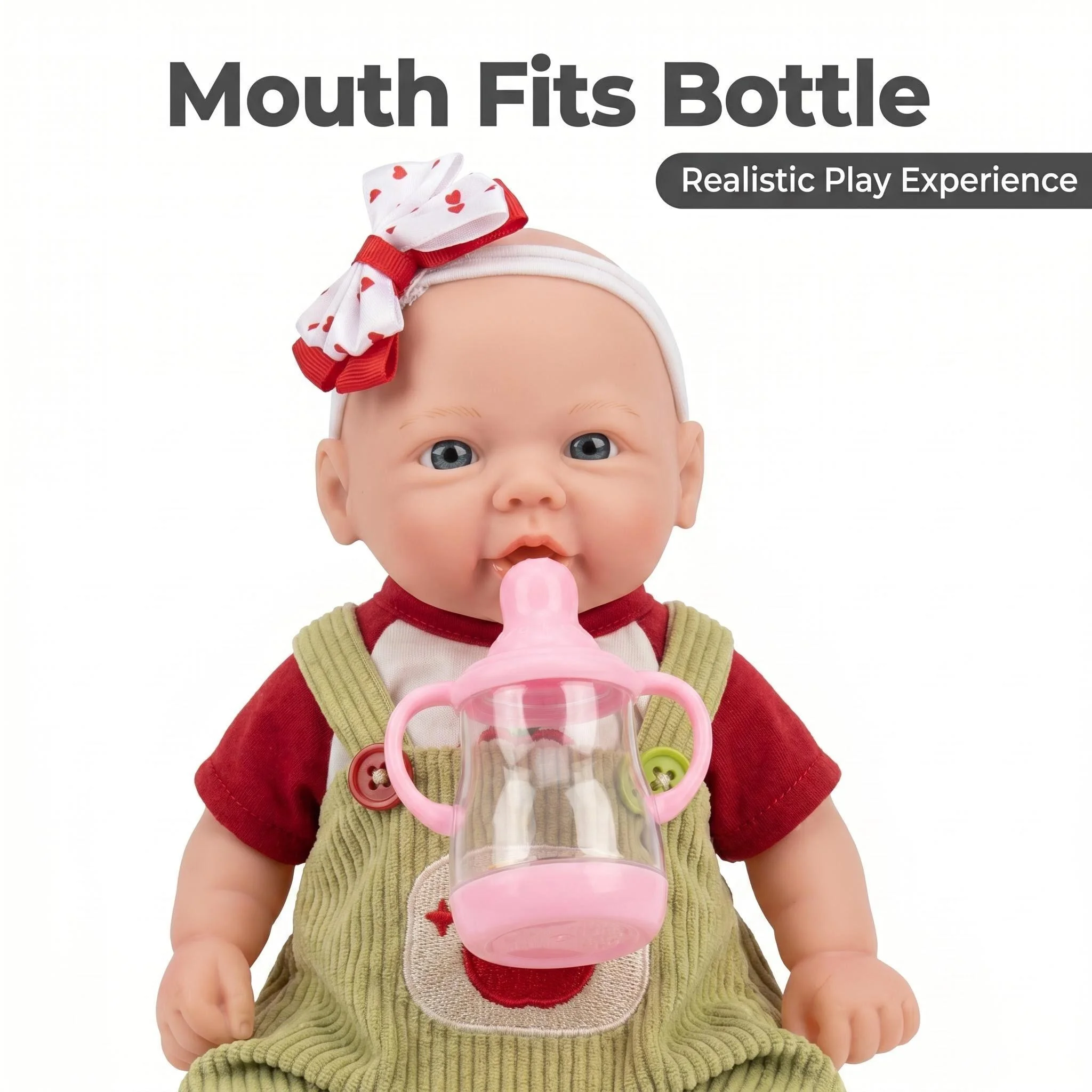 NPK 12-Inch Vivienne Mouth Squishy Elastic Toy Super Soft Solid Silicone with Pacifier 1100G Weight Smiling Mouth Design