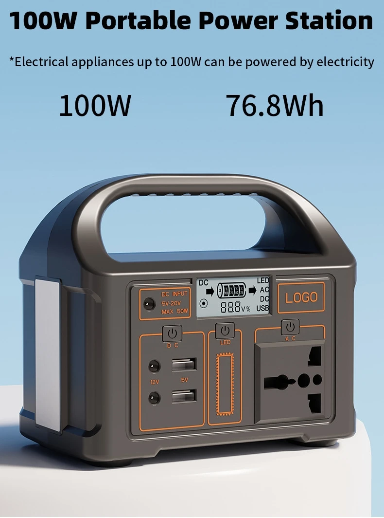 Imagem -06 - Estação de Energia Solar Portátil Gerador Solar Fonte de Alimentação ao ar Livre Lifepo4 para Acampar Emergência 100w 24000mah 110 v 220v