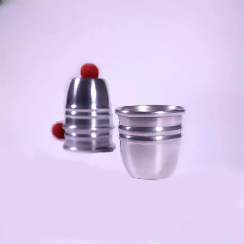 Professionele grote kopjes en ballen goocheltrucs set met aluminium hakbeker – close-up magische illusie gimmicks rekwisieten