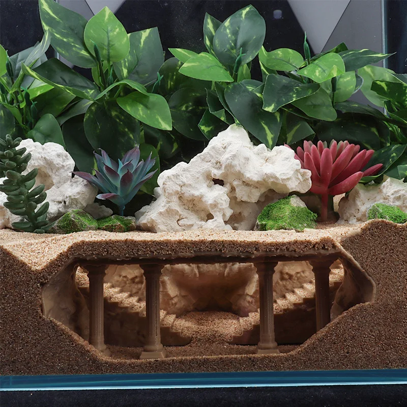 Oferta Imperdível: Caverna Aquática 3D Impressa com Tema Reino Secreto Romano, Esconderijo Seguro para Peixes e Camarões, Decoração Realista para Aquário, Suprimentos para Animais Aquáticos