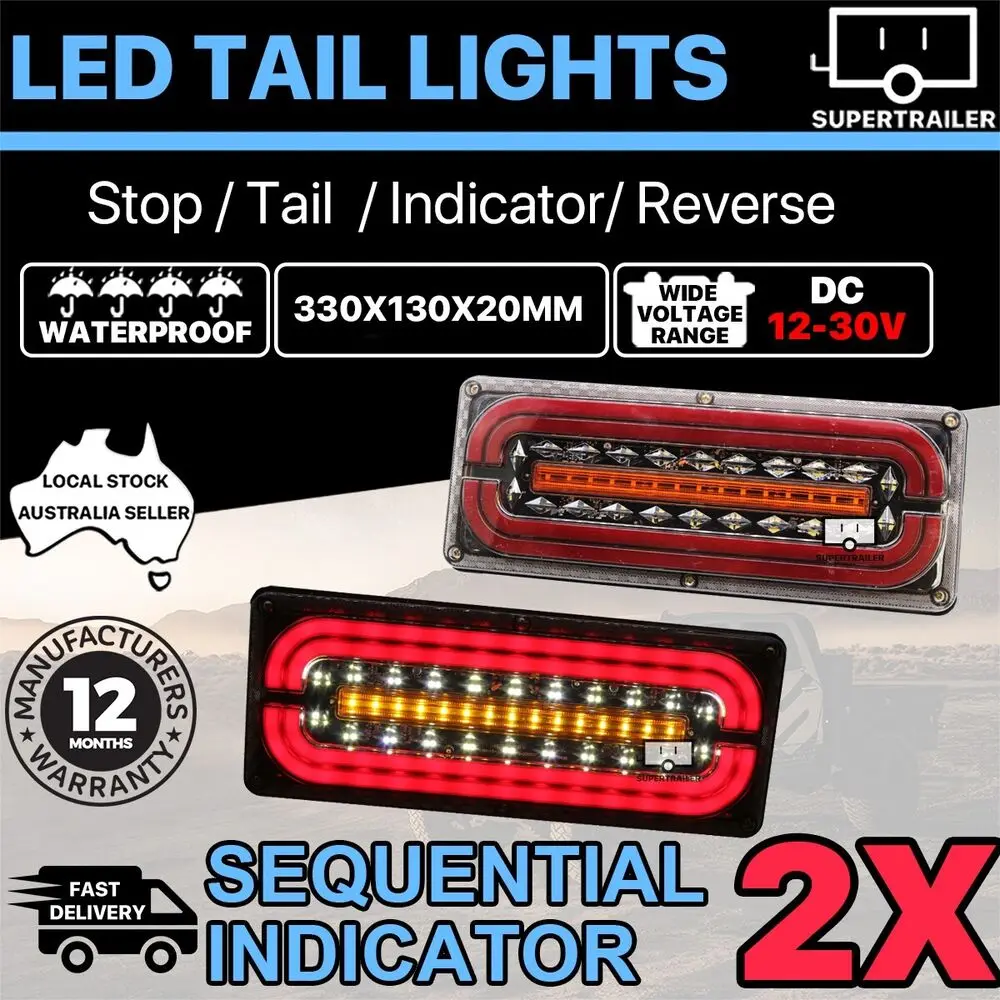 

2X Sequential Indicator LED Tail Lights Trailer Ute Caravan Truck Stop 10-30V Truck Parking Lights And Truck Turn Signals