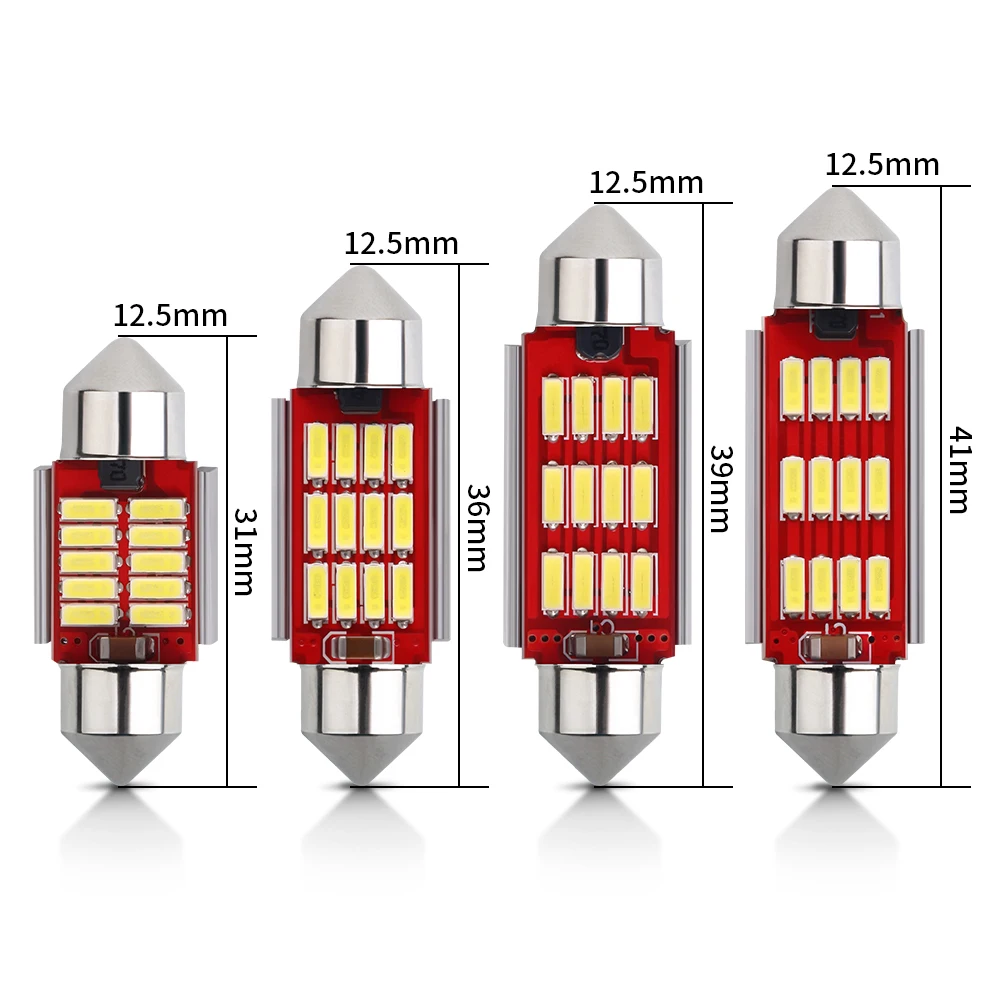Canbus-새로운 IC 12V C5W C10W Led 전구, 31mm 36mm 39mm 41mm 자동차 인테리어 돔 독서 트렁크 조명 6000K 화이트, 10 개 썸네일 2