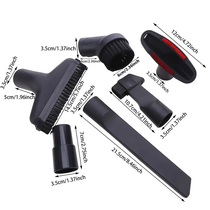 6Pcs Mini Cleaner Brush Head Suction Tips Nozzle Adapter Swivel Head Professional Attachment Kits Vacuum Cleaner Accessories