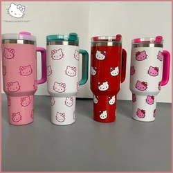 40oz Sanrio Hello Kitty Stainless Steel Insulated Mug with Handle Straw Mugs Large Capacity Thermos Drinks Coke Cups Coffee Mug