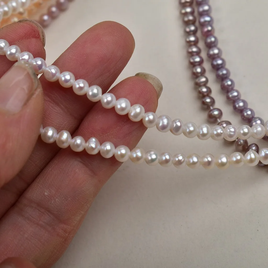 4-5mm Near-Round Pearl, Seedless Egg-Shaped Near-Round Natural Freshwater Pearl DIY Stringing Necklace Bracelet Accessories