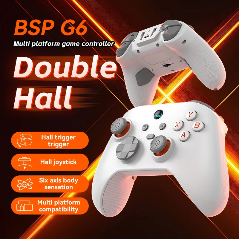 

G6 Wireless Game Controller for Switch/PC/iOS/Android Double Hall Effect Dual Vibration Gamepad with 6-Axis Gyro Christmas Gifts