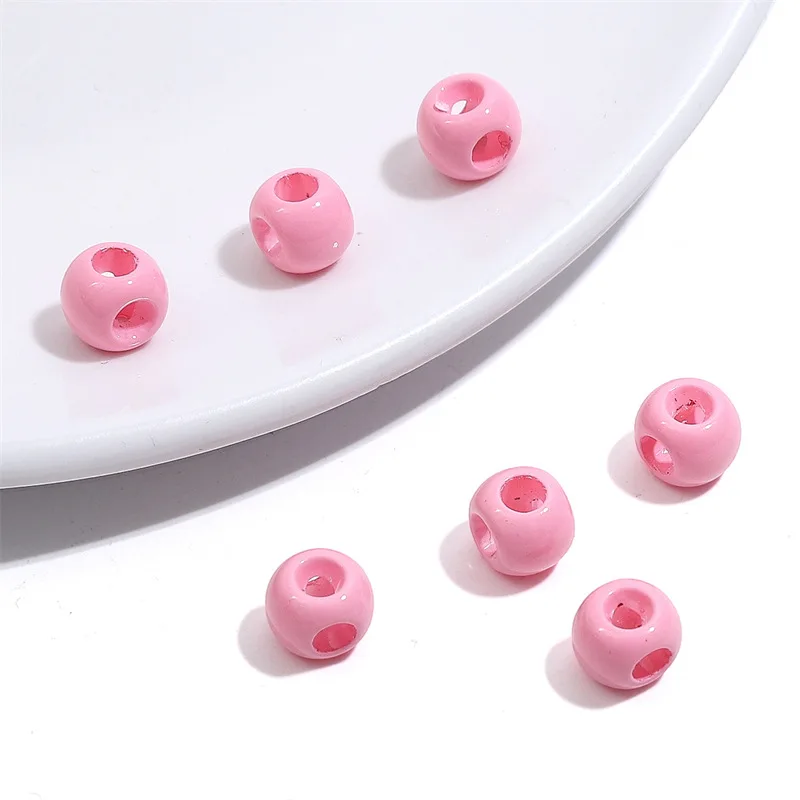50Pcs 8×6mm Acrylic Four-Way Hole Small Beads Solid Color Loose Beaded For Jewelry Making Handmade DIY Bracelets Necklaces