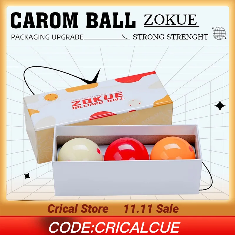 

ZOKUE Carom Ball Set with 61.5 mm Carom Billiard Balls Complete 3 Ball Set for Beginner 3 cushion carom cue