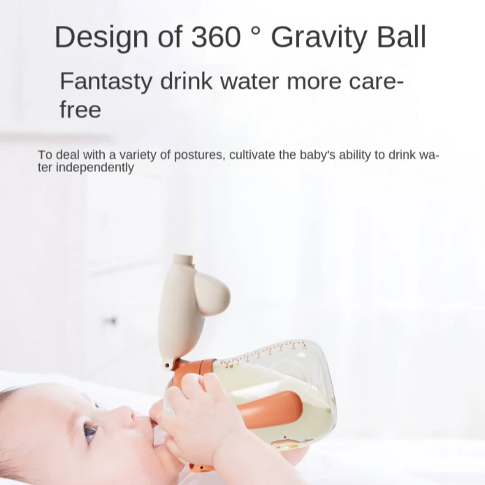 Cartoon Animals Baby Training Cup Double Handle with Gravity Ball Baby Sippy Cup BPA Free Creative Baby Duckbill Cup