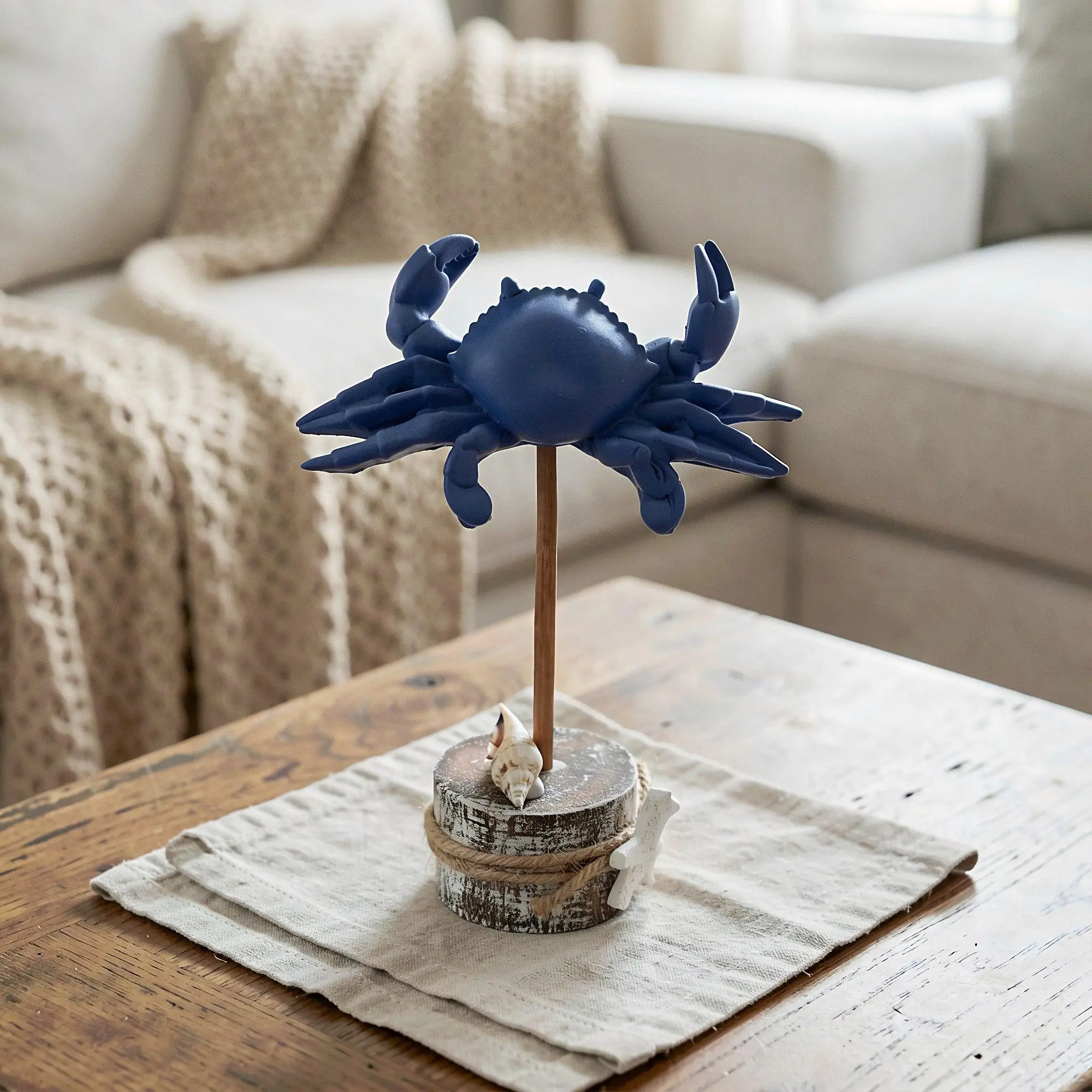 Hand Painted Red Resin Crab Figurine Handcrafted Coastal Beach themed Standing Statue Ornament for Tabletop Desk Car Indoor Home