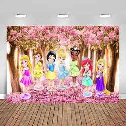 Disney Princess Backdrop Snow White Alice Ariel Princess Birthday Background Girl Birthday Party Baby Shower Cake Table Decor